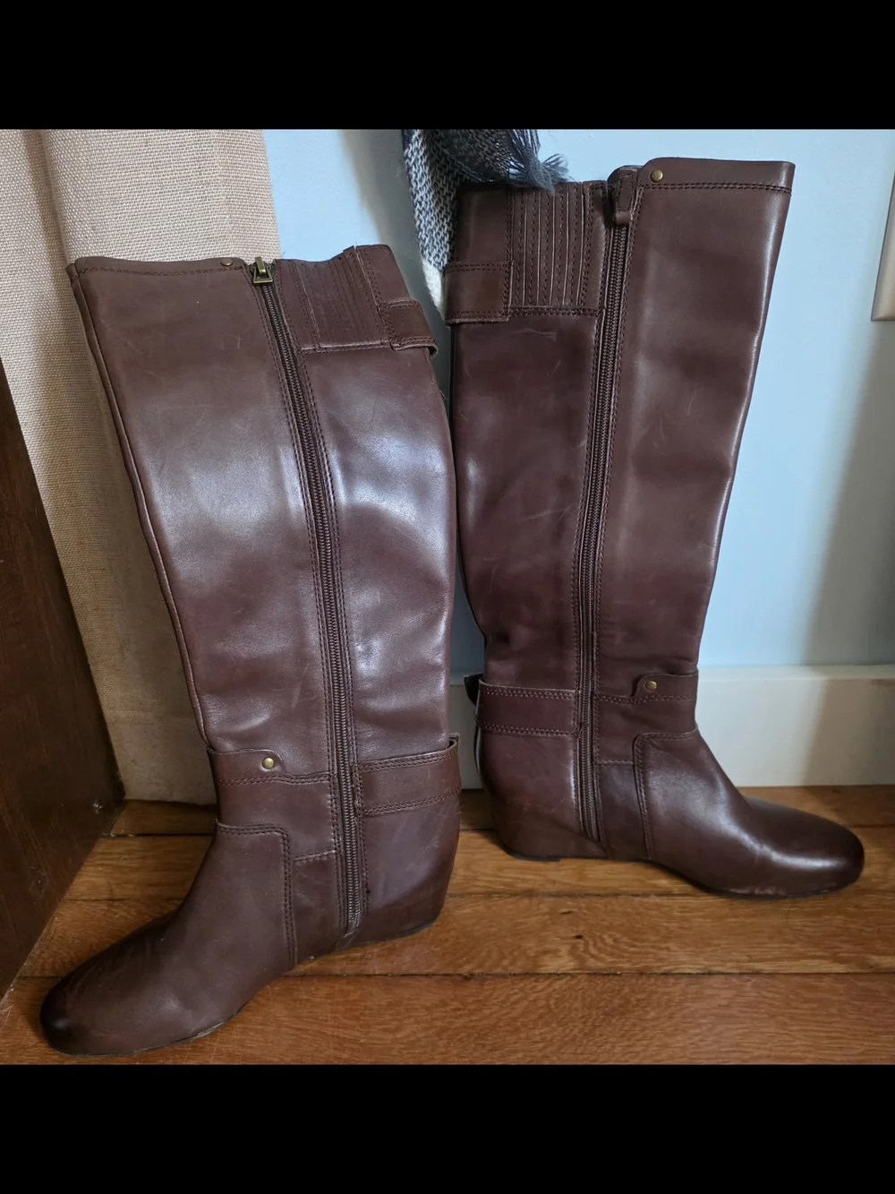 Franco Sarto Tall Burgundy Leather Over-the-Knee Boots
